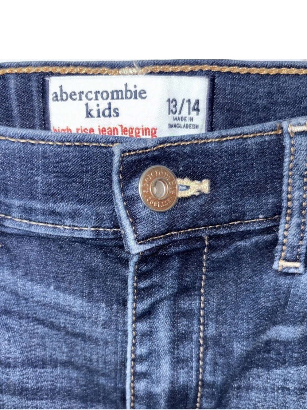 abercrombie kids dark blue denim high-rise jean leggings
